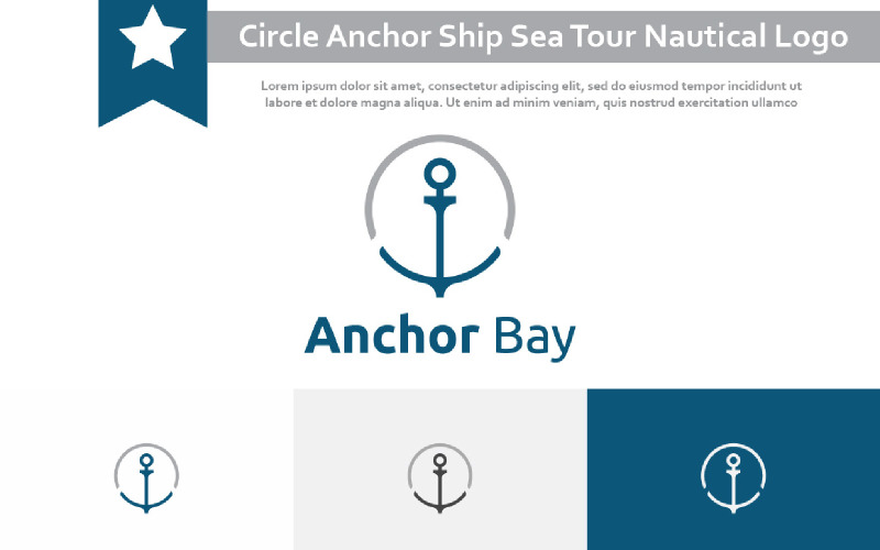 Circle Anchor Ship Sea Ocean Tour Adventure Nautical Monoline Logo Logo Template