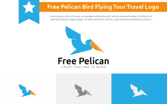 Free Pelican Bird Flying Tour Travel Logo Symbol Template