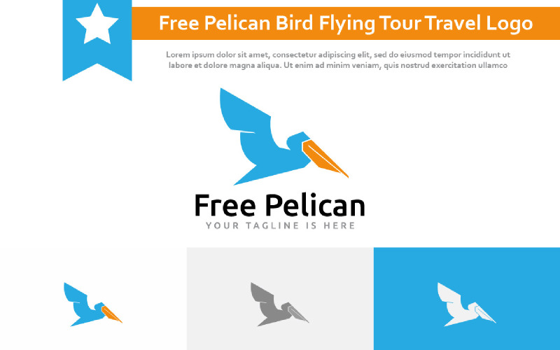 Free Pelican Bird Flying Tour Travel Logo Symbol Template Logo Template