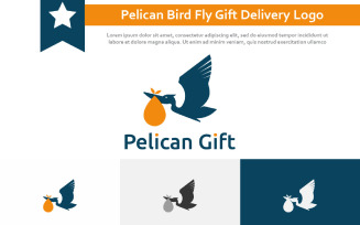 Pelican Bird Fly Bring Gift Present Shipping Delivery Logo