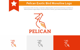 Pelican Open Beak Exotic Bird Monoline Logo Template