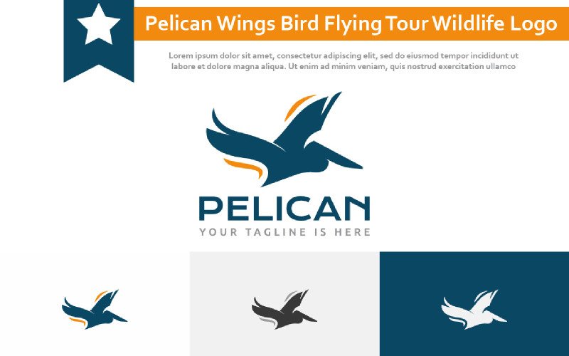 Pelican Wings Bird Flying Tour Travel Wildlife Logo Logo Template