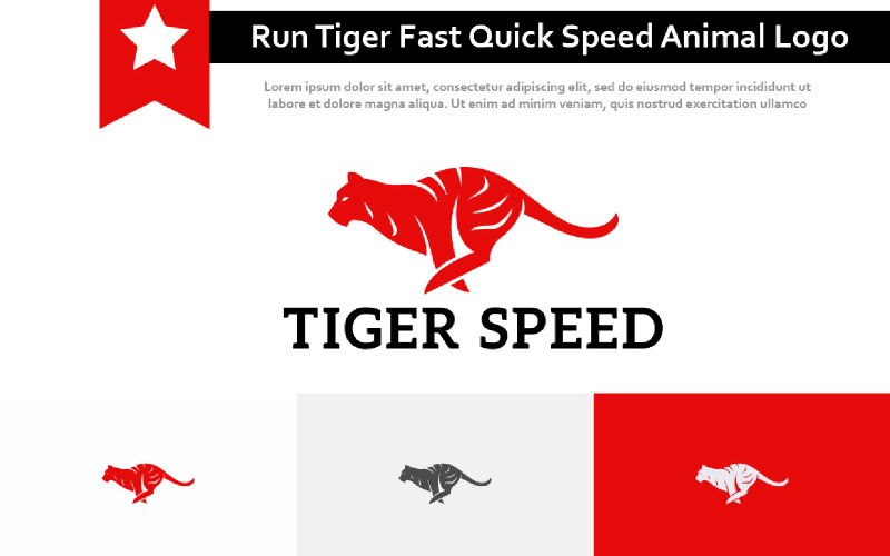 Run Tiger Silhouette Fast Quick Speed Animal Logo Logo Template