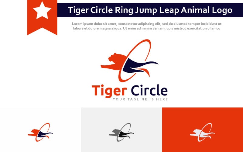 Tiger Circle Ring Jump Leap Wild Animal Abstract Logo Logo Template