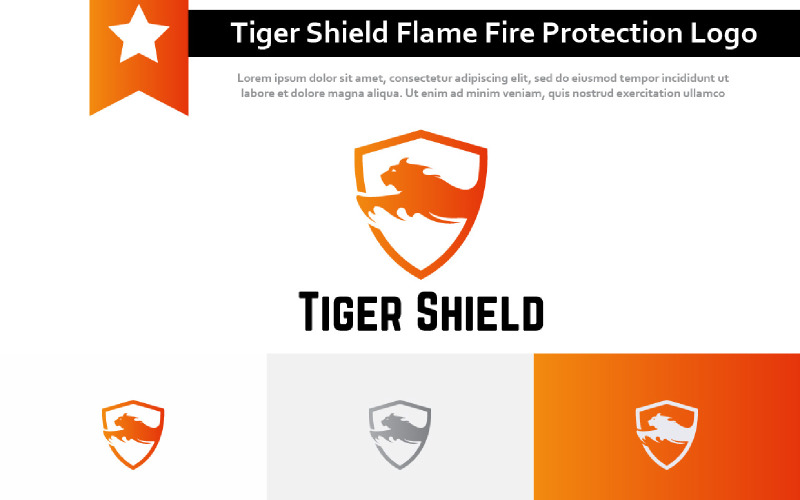 Tiger Shield Burned Flame Fire Protection Wild Animal Logo Logo Template