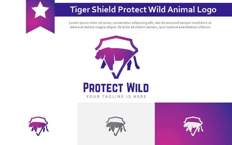 Tiger Shield Protect Wild Animal Nature Wildlife Logo Logo Template