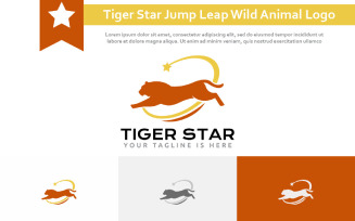 Tiger Star Jump Leap Strong Wild Animal Logo