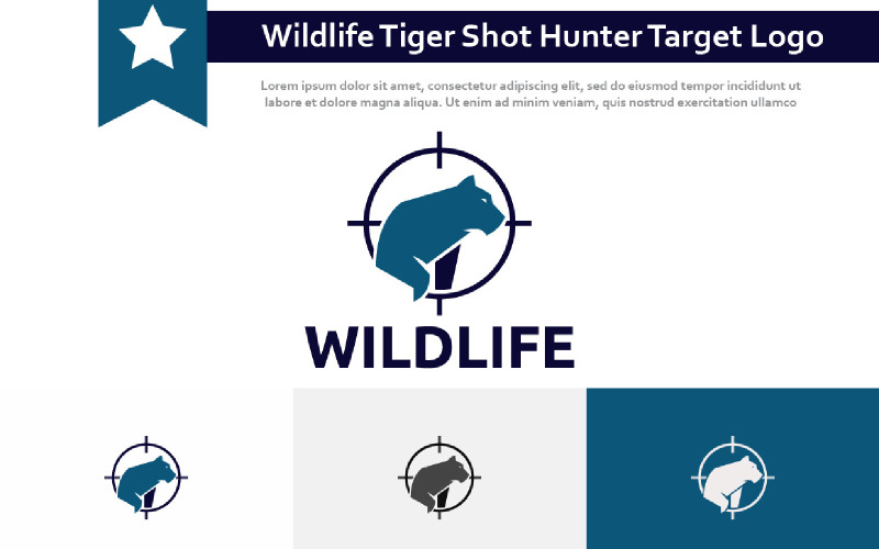 Wildlife Protection Tiger Animal Shot Hunter Target Logo Logo Template