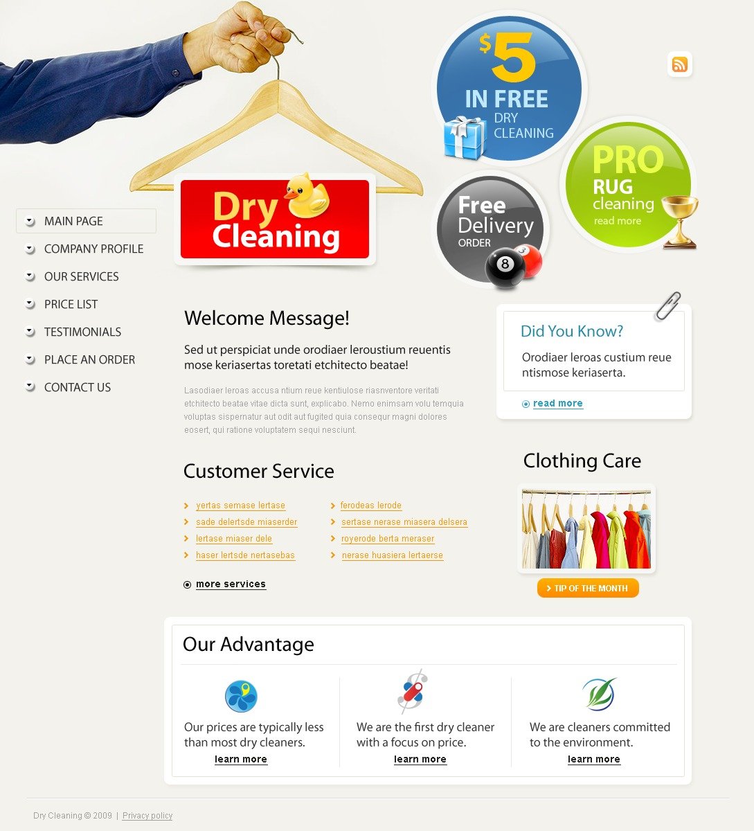 Dry Cleaners Website Template 24871