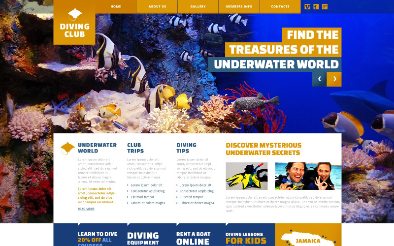 Free Diving Responsive Website Theme Website Template
