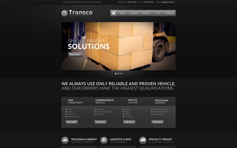 Free Transportation Website Template