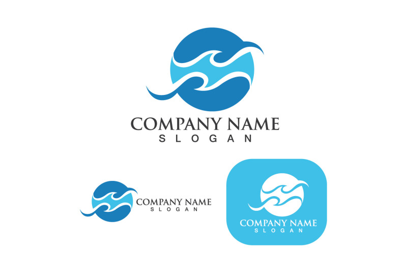 Water Wave Beach Blue Logo And Symbol V1 Logo Template