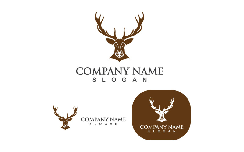 Deer Head Horn Logo And Symbol V3 Logo Template