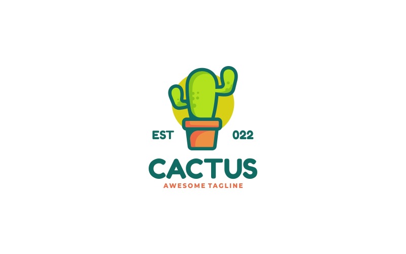 Cactus Simple Mascot Logo Logo Template