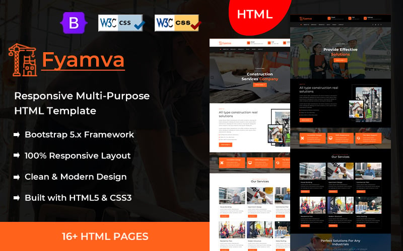 Fyamva - Construction HTML Template Website Template