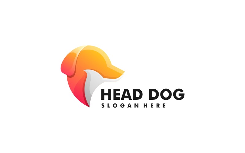 Head Dog Gradient Logo Style Logo Template