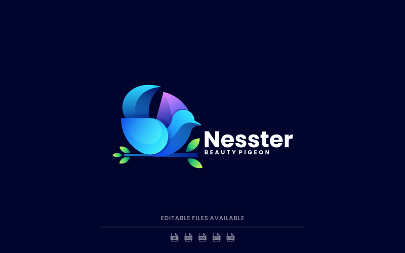 Nesster Pigeon Gradient Logo Logo Template