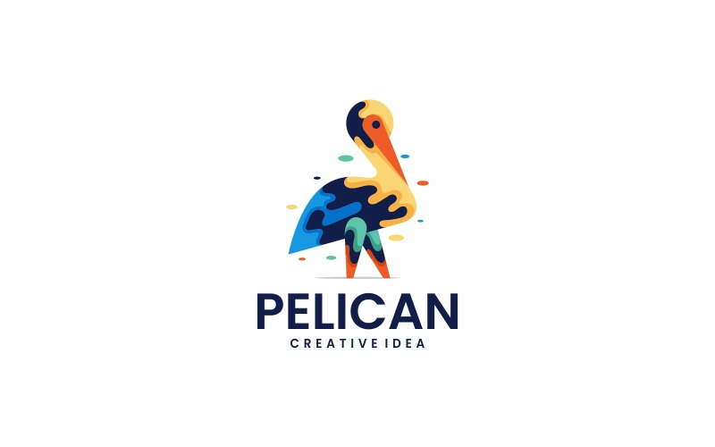 Pelican Bird Colorful Logo Logo Template