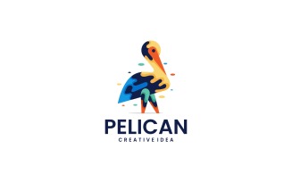 Pelican Bird Colorful Logo