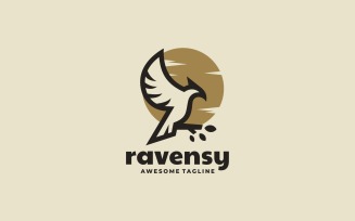 Raven Line Art Logo Design