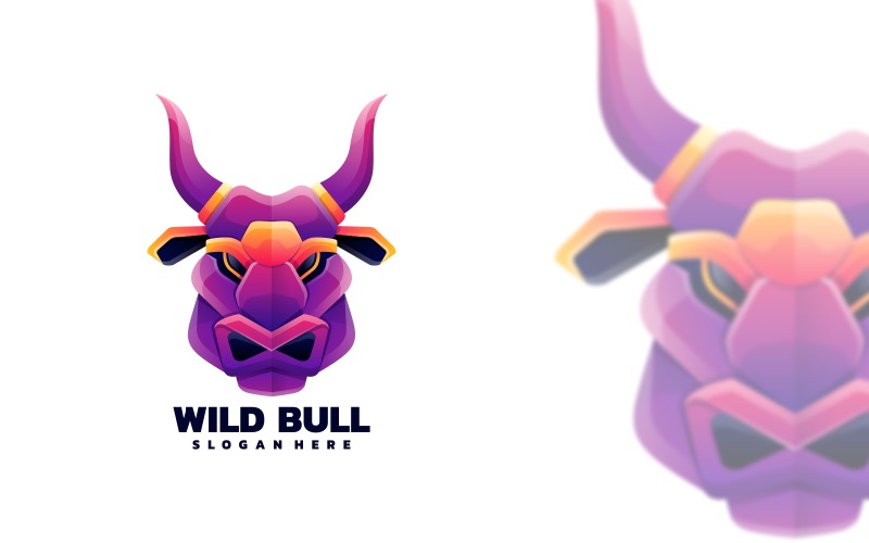 Wild Bull Gradient Logo Style Logo Template