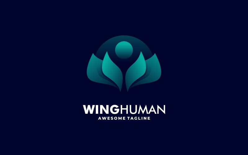 Wing Human Gradient Logo Style Logo Template