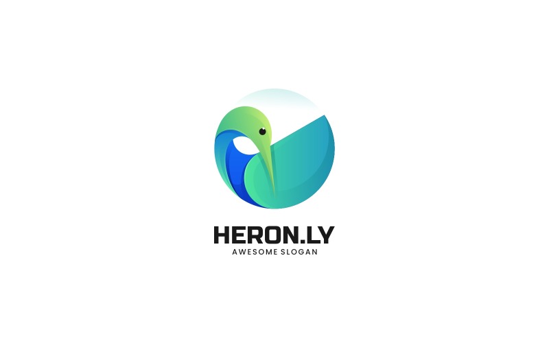 Circle Heron Gradient Logo Style Logo Template