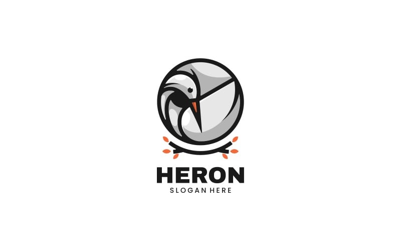 Circle Heron Simple Mascot Logo Logo Template