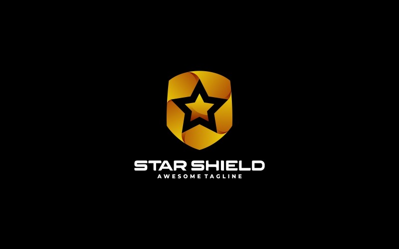 Star Shield Gradient Logo Logo Template
