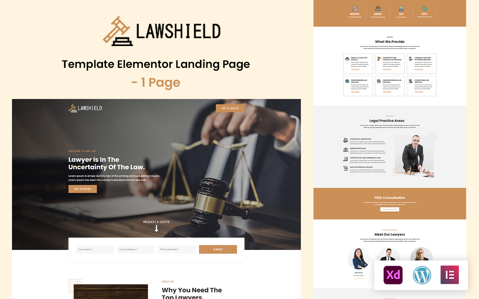 Law shield - Lawyer Services Elementor Kit Template