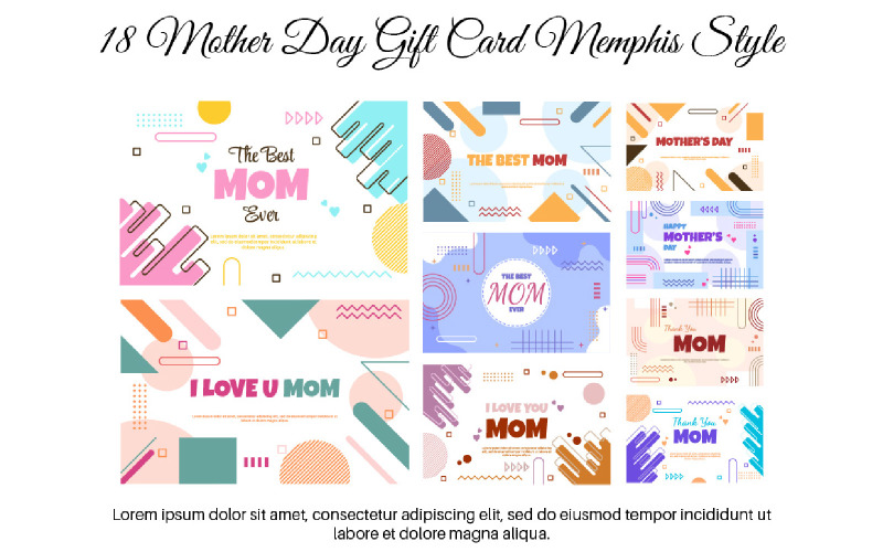 18 Mother Day Gift Card Memphis Style Illustration