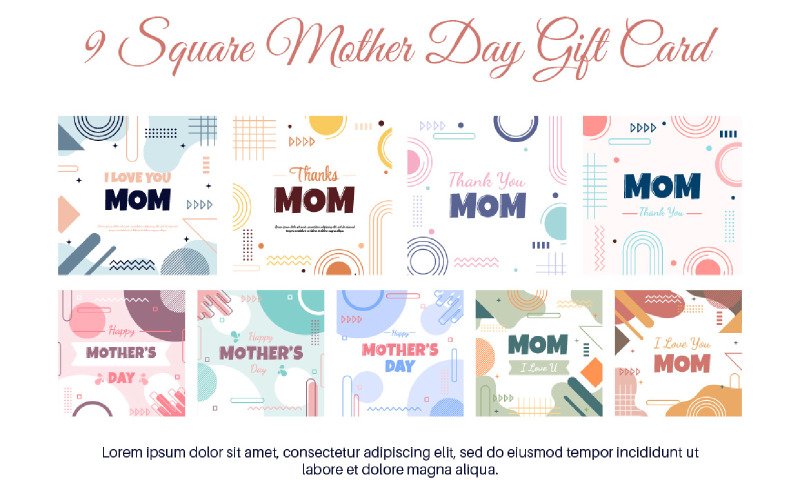 9 Square Mother Day Gift Card Illustration