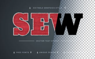 Thread Embroidery Editable Text Effect, Font Style, Graphics Illustration