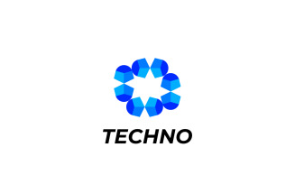 Abstract Modern Blue Tech Flat Logo