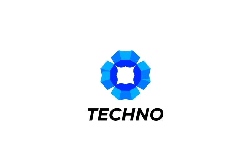 Abstract Modern Blue Tech Logo Logo Template