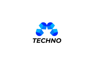 Letter A Modern Blue Tech Logo