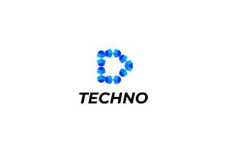 Letter D Modern Blue Tech Logo