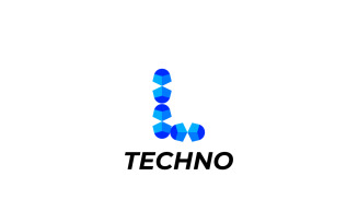 Letter L Modern Blue Tech Logo