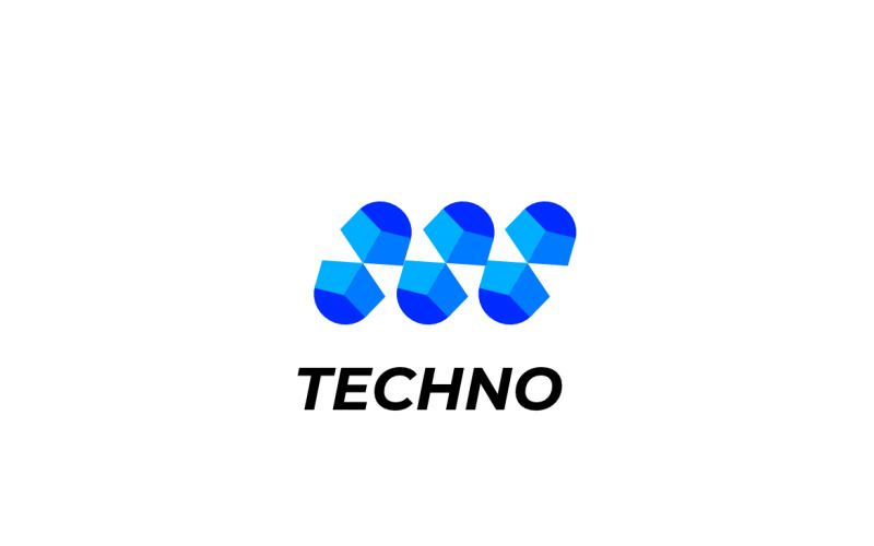 Letter M Modern Blue Tech Logo Logo Template
