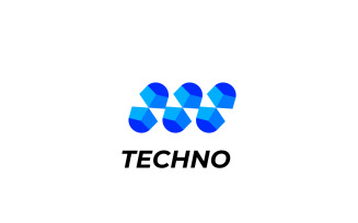 Letter M Modern Blue Tech Logo