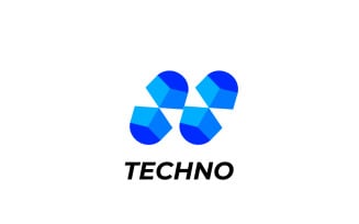 Letter N Modern Blue Tech Logo