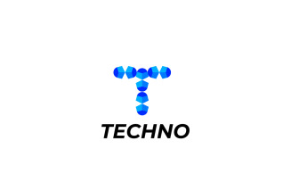 Letter T Modern Blue Tech Logo