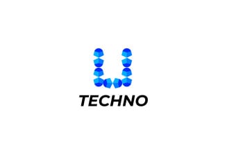 Letter U Modern Blue Tech Logo