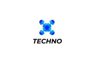 Letter X Modern Blue Tech Logo