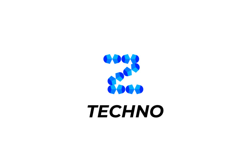 Letter Z Modern Blue Tech Logo Logo Template
