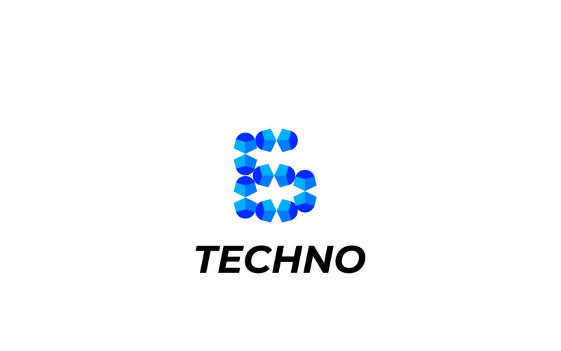 Six Modern Blue Tech Logo Logo Template