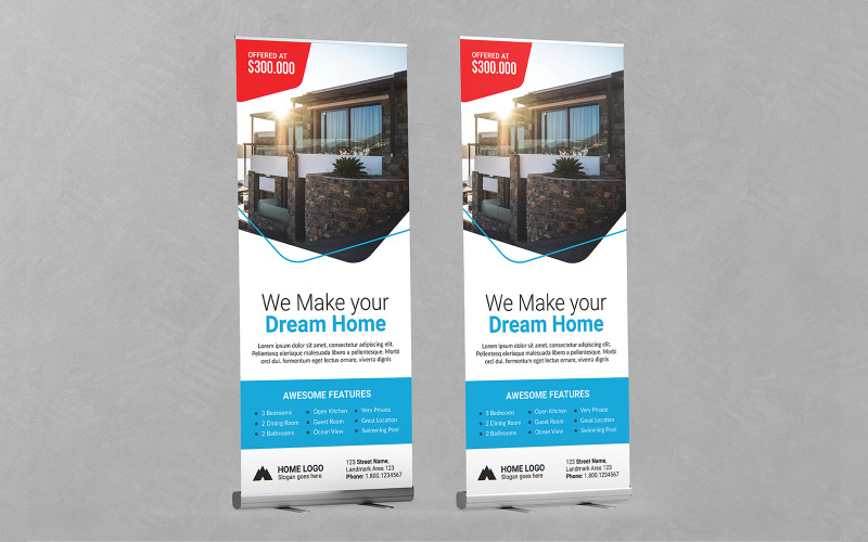 Creative Real Estate Roll Up Banner Design PSD Templates Corporate Identity
