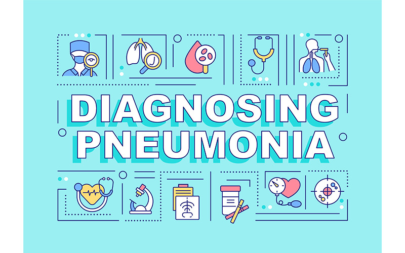 Diagnosing Pneumonia Word Concepts Banner Icon Set