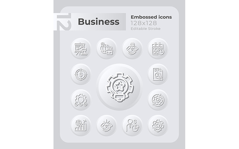 Product Development Embossed Icons Set Icon Set