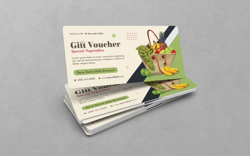 Vegetables Food Gift Voucher PSD Templates Corporate Identity